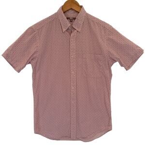 Uniqlo Short Sleeve Button Up Shirt Mens Medium Red Pattern Casual